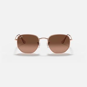 Ray-Ban Hexagonal Flat Lenses with Polished Copper frame and Brown lenses